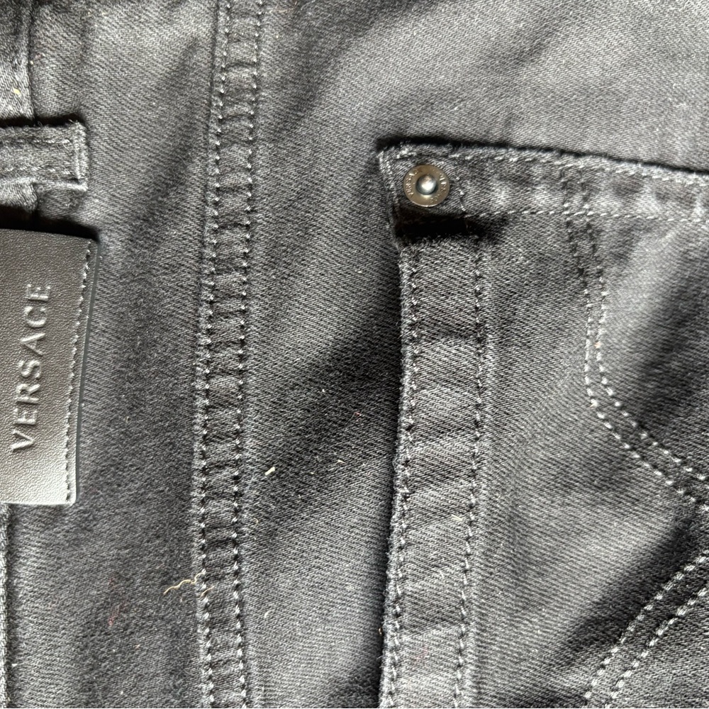 Versace Black Denim Jeans with Signature Stitching